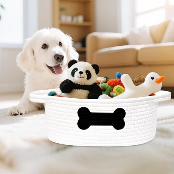 Small Rope Woven Dog Toy Basket – Cute Storage Bin for Toys and Nursery Organization