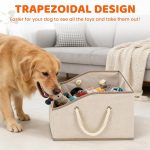 Foldable Dog Toy Basket with Handle – 20" Storage Bin for Toys, Clothes, and Pet Supplies