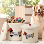2-Pack Cotton Rope Dog Toy Baskets with Lid – Storage Bin for Toys, Clothes, Towels, and Pet Supplies