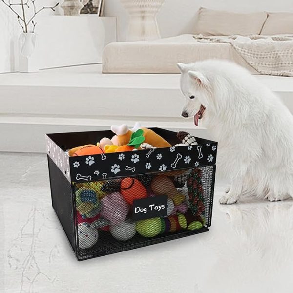 Chew-Proof Indestructible Dog Toy Box – Ventilated Mesh Storage for Toys, Leashes, and Blankets