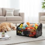 Rust-Resistant Iron Dog Toy Basket – Open-Top Storage with Bone & Paw Cutouts, Carry Handles