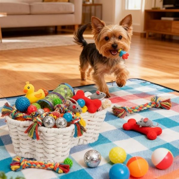 Set of 2 Cotton Rope Dog Storage Baskets – Organizers for Toys, Treats, Blankets, and Leashes