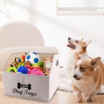 Canvas Trapezoid Dog Toy Bin with Handles – Large Foldable Storage Organizer, Optional Personalization