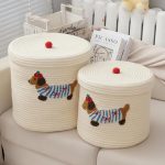2-Pack Cotton Rope Dog Toy Baskets with Lid – Storage Bin for Toys, Clothes, Towels, and Pet Supplies