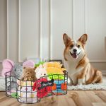 Bone Design Metal Dog Toy Bin, Durable Pet Storage Basket for Toys, Blankets and Accessories