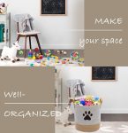 Gray-Beige Cotton Rope Dog Toy Basket – Multi-Purpose Bin for Toys, Blankets, and Leashes