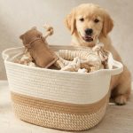Stylish Woven Cotton Rope Storage Bin – Multi-Purpose Dog Toy Organizer for Home Use