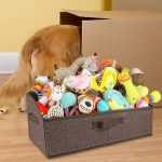 Foldable Pet Toy Storage Box with Triple Handles – Portable Organizer for Toys, Blankets, and Accessories