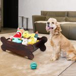 Bone-Shaped Wooden Dog Toy Bin – Large Chest for Toys, Leashes, and Pet Accessories