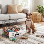 Covered Small Dog Toy Box – Metal Storage Bin for Pets and Home Organization