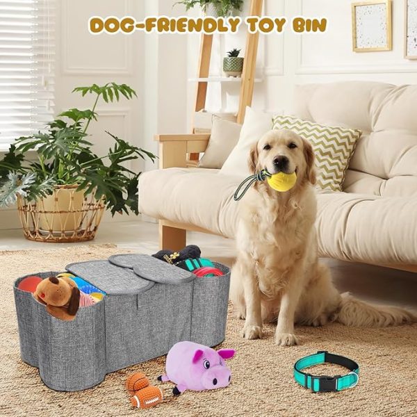 Large Bone-Shaped Dog Toy Storage Bin – Foldable Fabric Organizer for Pet Toys and Supplies