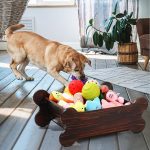 Bone-Shaped Wooden Dog Toy Bin – Large Chest for Toys, Leashes, and Pet Accessories