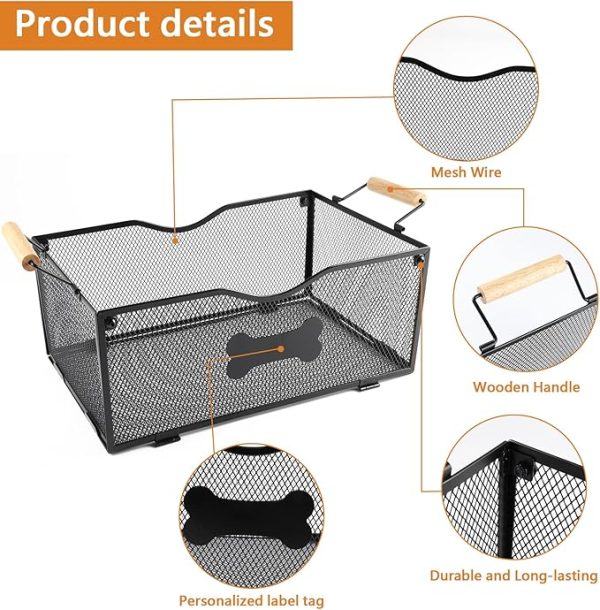 Medium Collapsible Metal Pet Toy Basket, Mesh Wire Dog and Cat Toy Storage Organizer