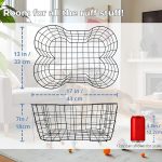 Bone-Shaped Metal Dog Toy Basket, Durable Pet Storage Organizer for Toys and Leashes (17×13×7 in)