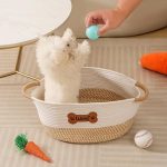 Woven Cotton Rope Dog Toy Box – Storage Basket for Puppies to Large Dogs, Toys, Leashes, and Blankets